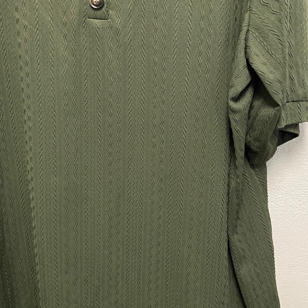 BloomChic Plus Size Olive Army Green Buttoned Henley V-Neck Tunic 3655 - Picture 3 of 7